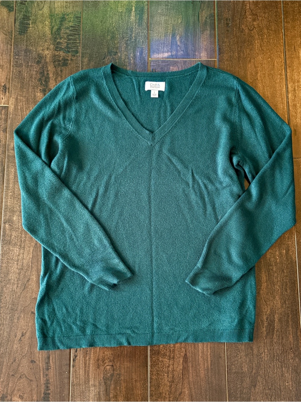 Croft & Barrow Teal V-Neck Sweater | Size Large - Picture 5 of 5